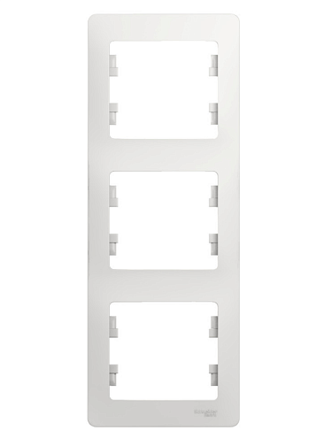 Рамка 3-местная Glossa вертикальная белый Systeme Electric GSL000107: фотография 1