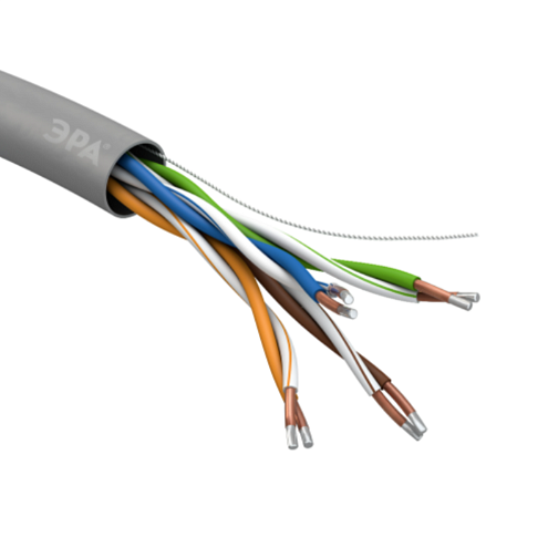 Кабель витая пара U/UTP кат.5E 4х2х24AWG solid CCA PVC Simple сер. (м) Эра Б0044434: фотография 1