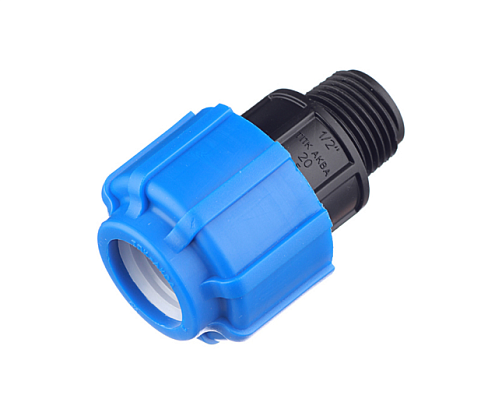 Муфта ПЭ 20х1/2&quot; наружная резьба  обжимная ТПК-Аква: фотография 1