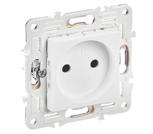 Розетка SKANDY без заземления без защитных шторок 10А SK-R02W арктический белый IEK SK-R10-10-K01: фотография 1