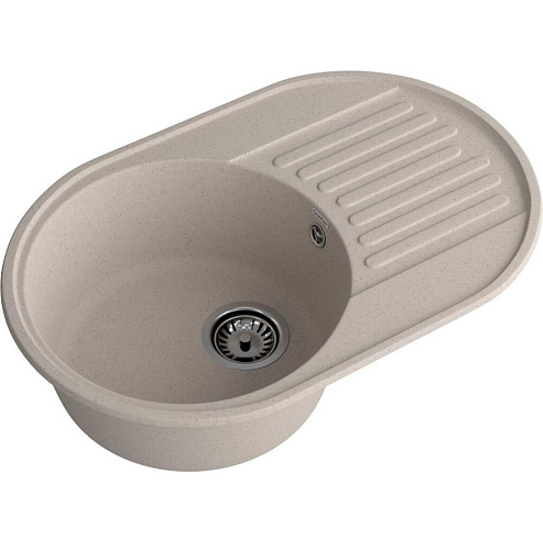 Мойка GRANFEST QUARZ (ECO) 18 РОНДО 1 чаша+крыло 740х480 мм песок без сифона: фотография 1