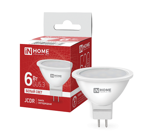 Лампа светодиодная LED-JCDR-VC 6Вт рефлектор 230В GU5.3 4000К 530Лм IN HOME 4690612020372: фотография 1
