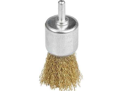 Кистевая щетка, 30мм, со шпилькой, витая стальная латунированная проволока 0,3мм, STAYER: фотография 1