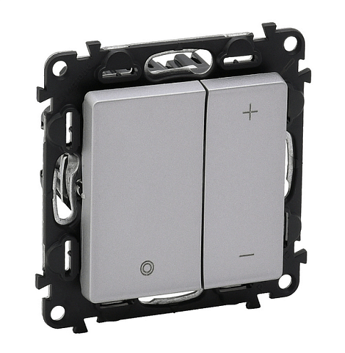 Светорегулятор кнопочный Valena Life универсальный 400Вт без нейтрали с лицевой панелью алюм. Leg 752662: фотография 1