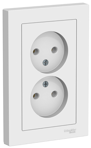Розетка двойная AtlasDesign без заземления 16А в сборе лотос Systeme Electric ATN001320: фотография 1