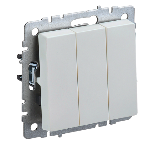 Выключатель 3-клавишный BRITE ВС10-3-0-БрЖ 10А механизм жемчуг IEK BR-V30-0-10-K36: фотография 1