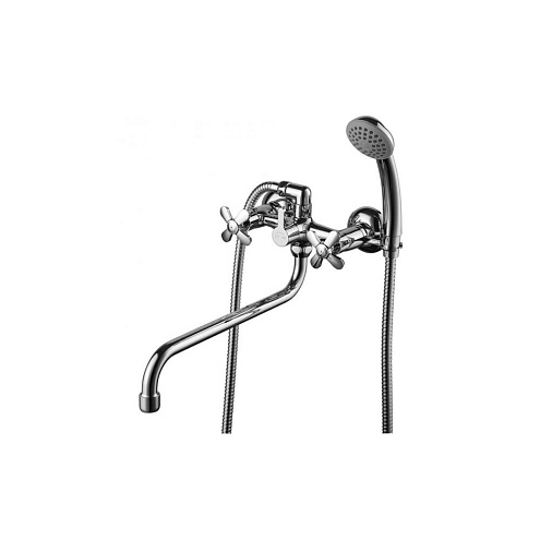 Смеситель Lemark &quot;Партнер&quot; LM6541C универсальный двуручный с круглым изливом 300 мм дивертор с керамическими пластинами хром: фотография 1