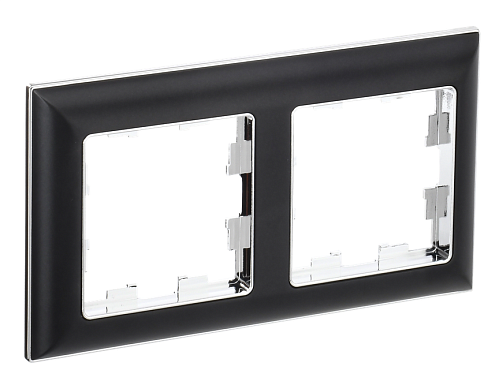 Рамка 2-местная BRITE РУ-2-Бр хром/черный IEK BR-M22-12-2-K23: фотография 1