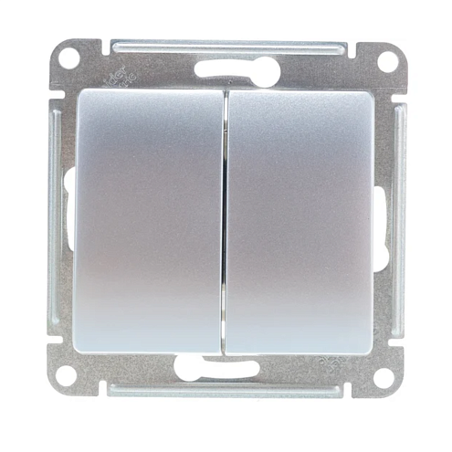 Выключатель 2-кл СП Glossa 10А IP20 (сх. 5) 10AX механизм алюминий SE GSL000351: фотография 1