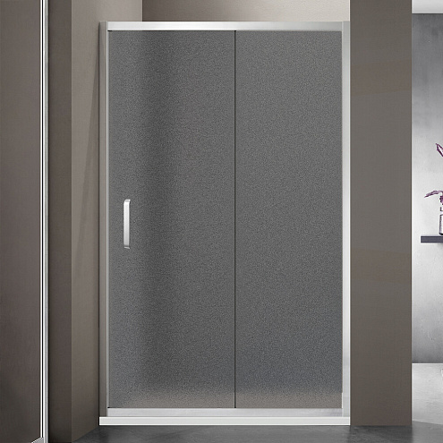 Душевое ограждение SANTREK AQUA Iris- DF-1400-G-Chrome 1400х1850 прямое стекло Грейп 6мм, профиль хром : фотография 1