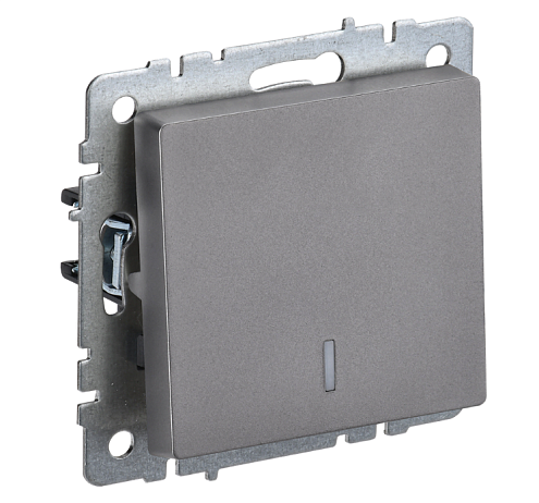 Выключатель 1-клавишный BRITE с индикацией 10А ВС10-1-1-БрС механизм сталь IEK BR-V10-1-10-K46: фотография 1