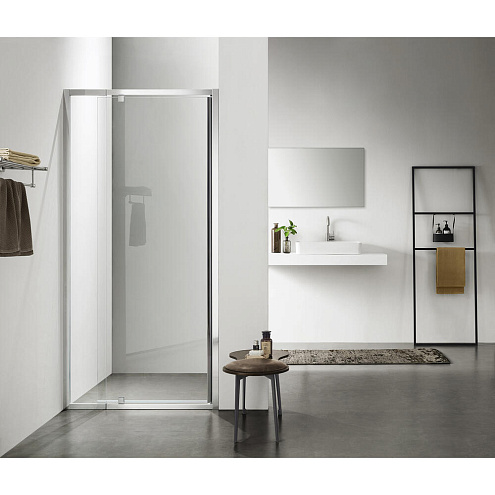 Душевое ограждение SANTREK AQUA  Time- DF-DP-1000-C-Chrome 100х195 прямое стекло прозрачное 6 мм, профиль хром : фотография 1