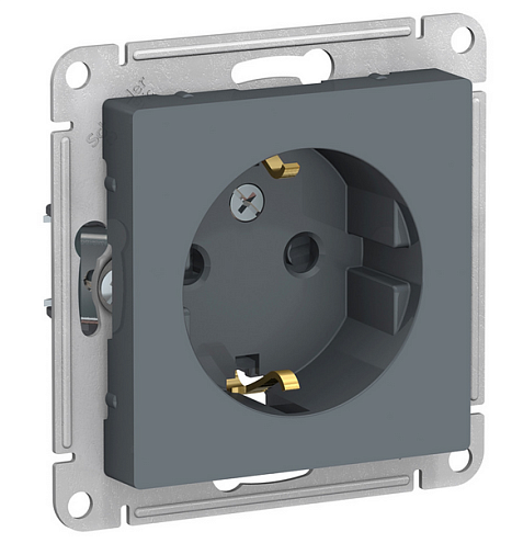 Механизм розетки 1-м СП ATLAS DESIGN с заземл. защ. шторки 16А грифель SchE ATN000745: фотография 1