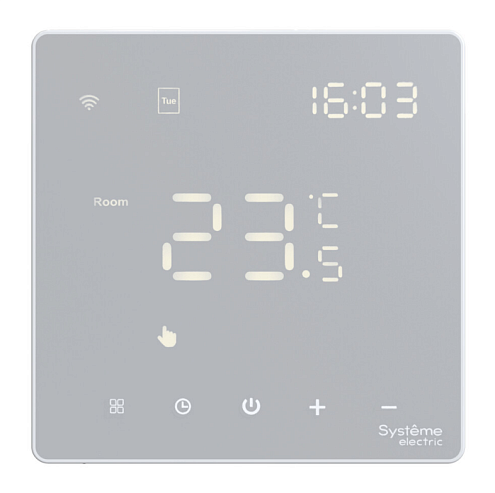 Термостат программируемый ArtGallery 16А с Wi-Fi для электрического теплого пола моноблочный белый Systeme Electric GAL000138: фотография 1