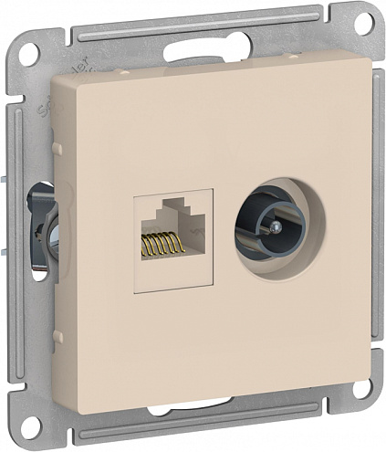 Механизм розетки 2-м ATLAS DESIGN комп. RJ45 кат.5E+TV беж. SchE ATN000289: фотография 1