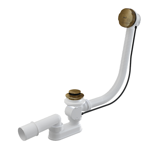 Сифон Alcaplast A55ANTIC для ванны автомат комплект металл, бронза-antic: фотография 1