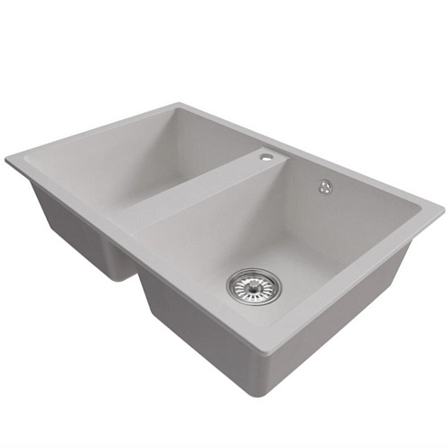 Мойка ML-GM23 двухчашевая, ультра-белая (341), 770х500х190 мм : фотография 1