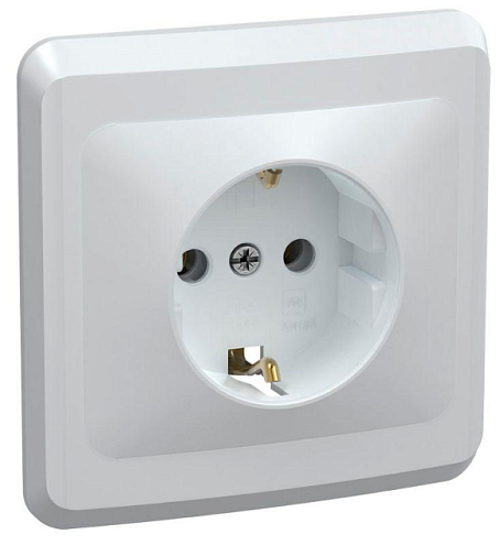 Розетка 1-м СП Вега РС10-3-ВБ с заземл. контактом без защ. штор 16А бел. IEK ERV11-K01-16-DM: фотография 1
