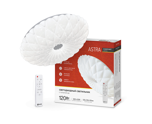 Светильник светодиодный COMFORT ASTRA 120Вт 230В 3000-6500K 9600Лм 500x100мм с пультом ДУ IN HOME 4690612035024: фотография 1