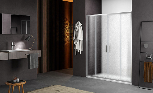 Душевое ограждение SANTREK AQUA Time- DF-1700-G-Chrome 1700х1950 прямое стекло Грейп 6 мм, профиль хром: фотография 1