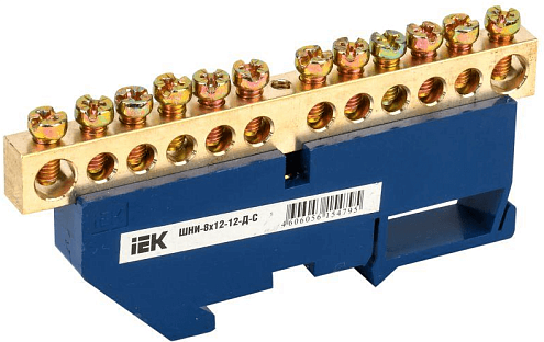 Шина нулевая на DIN-изол. ШНИ 8х12-12-Д-С IEK YNN10-812-12D-K07: фотография 1