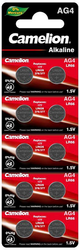 Элемент питания алкалиновый "таблетка" LR626/377A/177/G 4 Mercury Free AG4-BP0%Hg для часов BL-10 (блист.10шт) Camelion 12812: фотография 1