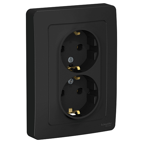 Розетка 2-м СП Blanca 16А IP20 250В с заземл. без защ. шторок антрацит SchE BLNRS001026: фотография 1