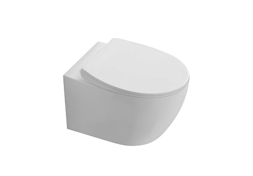 Унитаз подвесной безободковый Aquatek AQ1582T-00 Сириус 520х373х340, смыв Tорнадо, тонкое сиденье с механизмом плавного закрывания, крепеж: фотография 1