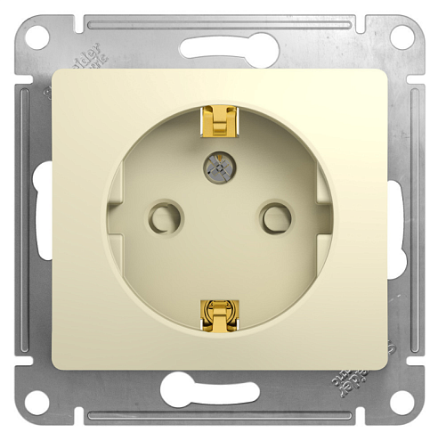 Розетка Glossa 16А IP20 с заземлением защитные шторки механизм бежевый Systeme Electric GSL000245: фотография 1