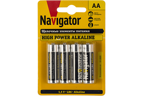 Элемент питания алкалиновый AA/LR6 94 753 NBT-NE-LR6-BP4 (блист.4шт) NAVIGATOR 94753: фотография 1