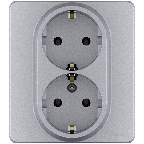 Розетка Inspiria 16А 250В 2х2P+E немецк. стандарт алюм. Leg 673752: фотография 1