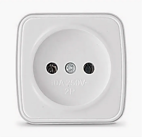Розетка 1-м ОП Электра 10А IP20 без заземл. бел. Союз 0011: фотография 1