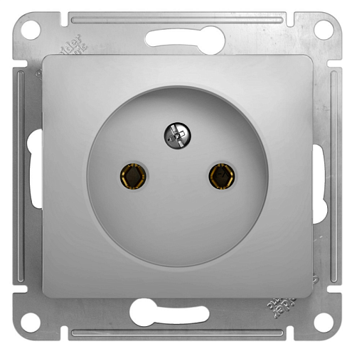 Розетка 1-местная Glossa 16А IP20 без заземления механизм алюминий Systeme Electric GSL000341: фотография 1