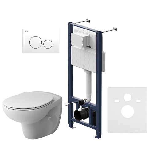 Комплект инсталляция AM.PM IS49001.741700 с подвесным унитазом Sense, с сиденьем микролифт и клавишей смыва белый: фотография 1