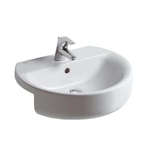 CONNECT Sphere Полувстраиваемый умывальник 55 см, с отверстием под смеситель, с крепежными планками: фотография 1