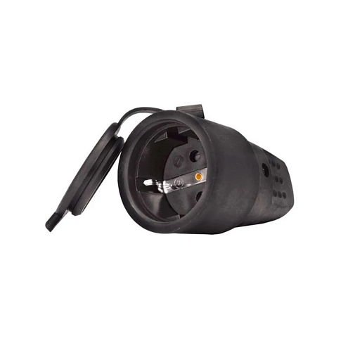 Разъем штепсельный 16А IP44 250В (еврослот) с заземлением каучук UNIVersal 602228: фотография 1