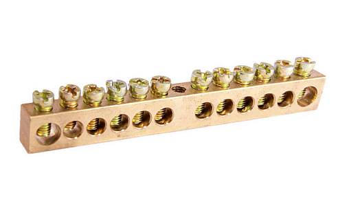 Шина PEN &quot;земля-ноль&quot; 6х9мм 6/1 (6групп/крепеж по центру) IEK YNN10-06-100: фотография 1