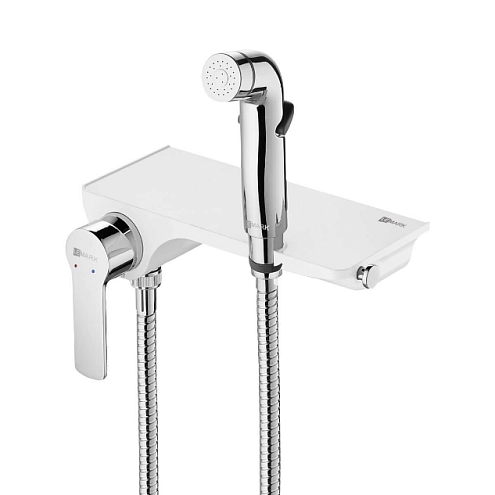 LM7168CW "Соло" Смеситель настенный, с гигиеническим душем, хром/бел: фотография 1