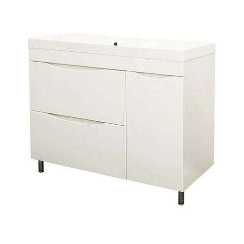 Тумба Слим 100/2 СМАЙЛ напольная 1 дверь, 2 ящика: фотография 1