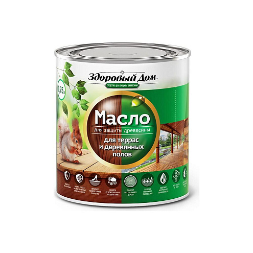 Масло для террас и деревянных полов &quot;Здоровый Дом&quot;, Бесцветное 0,75л: фотография 1
