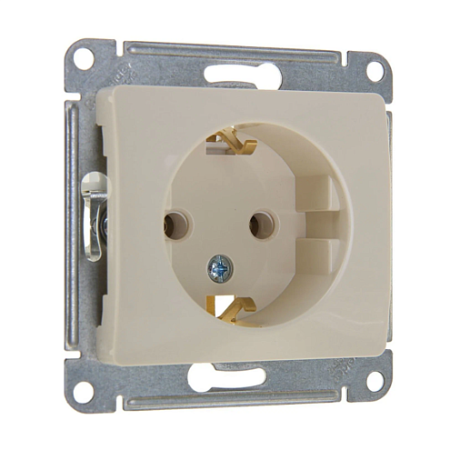 Розетка 1-м СП Glossa 16А IP20 с заземлением механизм бежевый SE GSL000243: фотография 1