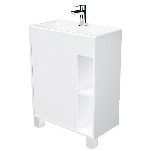 Тумба с раковиной Lido 60Н 1 дверь Белый глянец: фотография 1