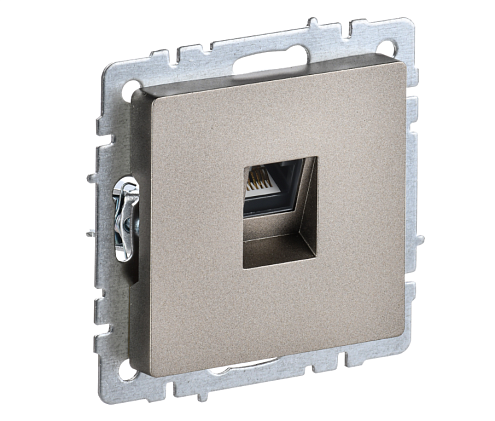 Розетка компьютерная 1-местная Brite RJ45 кат.5E РК10-БрШ шампань IEK BR-K10-1-K37: фотография 1