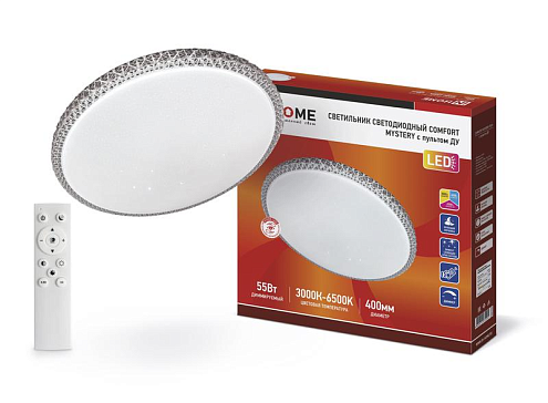 Светильник светодиодный COMFORT MYSTERY 55Вт 230В 3000-6500К 4400лм 400х70мм с пультом ДУ IN HOME 4690612034904: фотография 1