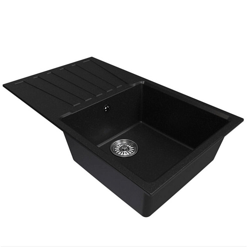 Мойка ML-GM20 с крылом, ультра-черная (344), 480х830х190 мм: фотография 1