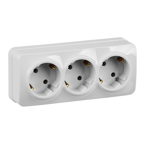 Розетка 3-м ОП GLORY РС23-3-ХБ 16А с заземлением белая IEK ERH31-K01-16: фотография 1