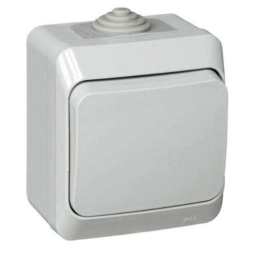 Выключатель 1-клавишный Этюд 10А IP44 10AX серый Systeme Electric BA10-041C: фотография 1