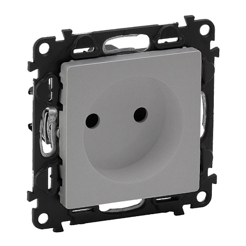 Механизм розетки 1-м СП Valena Life 16А IP20 с лицевой панелью защ. шторки безвинт. зажимы алюм. Leg 753616: фотография 1