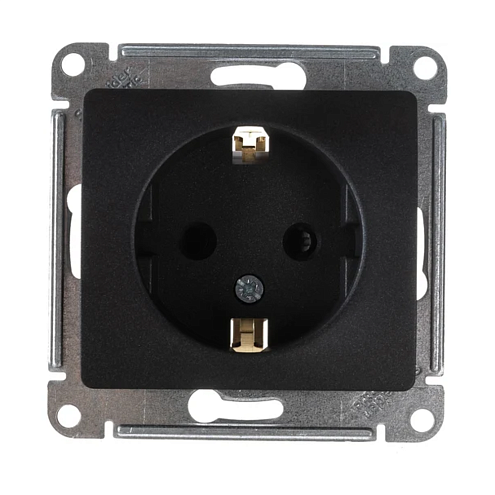 Розетка 1-м СП 1модуль Glossa 16А IP20 с заземлением, защитные шторки механизм антрацит SE GSL000745: фотография 1