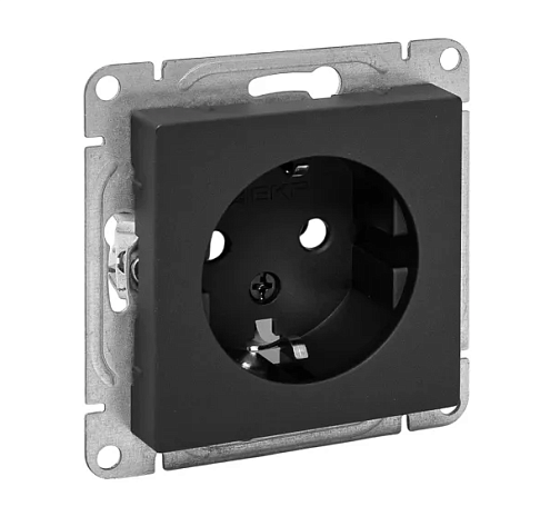 Розетка Эпика 16А с заземлением без защитных шторок механизм черный EKF UP1-SOB-110: фотография 1
